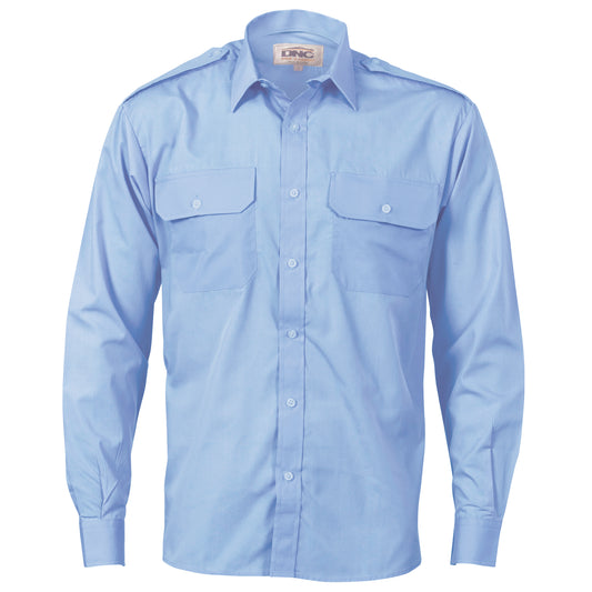 Epaulette Polyester/Cotton Work Shirt - Long Sleeve — DNC Workwear colour image