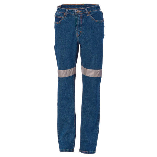 Ladies Taped Denim Stretch Jeans CSR R/Tape — DNC Workwear colour image