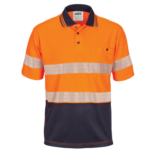 HiVis Segment Taped Micromesh Polo - Short Sleeve — DNC Workwear colour image