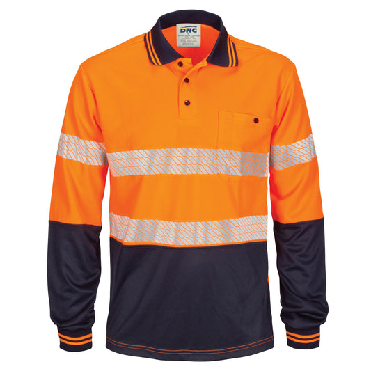 HiVis Segment Taped Micromesh Polo - Long Sleeve — DNC Workwear colour image