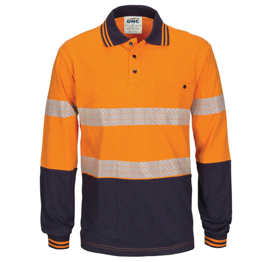 HIVIS Segment Tape Cotton Jersey Polo - Long Sleeve — DNC Workwear colour image