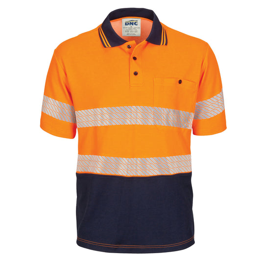 HIVIS Segment Taped Cotton Backed Polo - Short Sleeve — DNC Workwear colour image