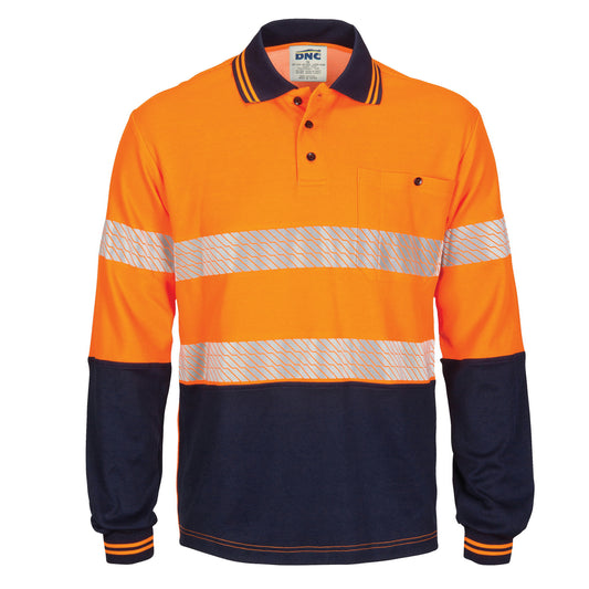 HIVIS Segment Taped Cotton Backed Polo - Long Sleeve — DNC Workwear colour image