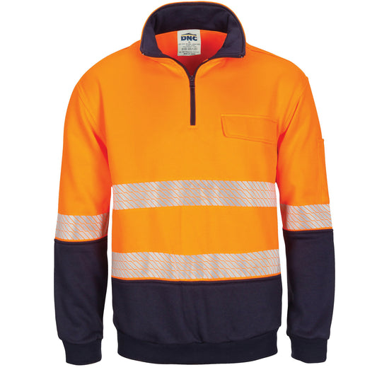 HIVIS Segment Taped 1/2 Zip Fleecy Windcheater — DNC Workwear colour image