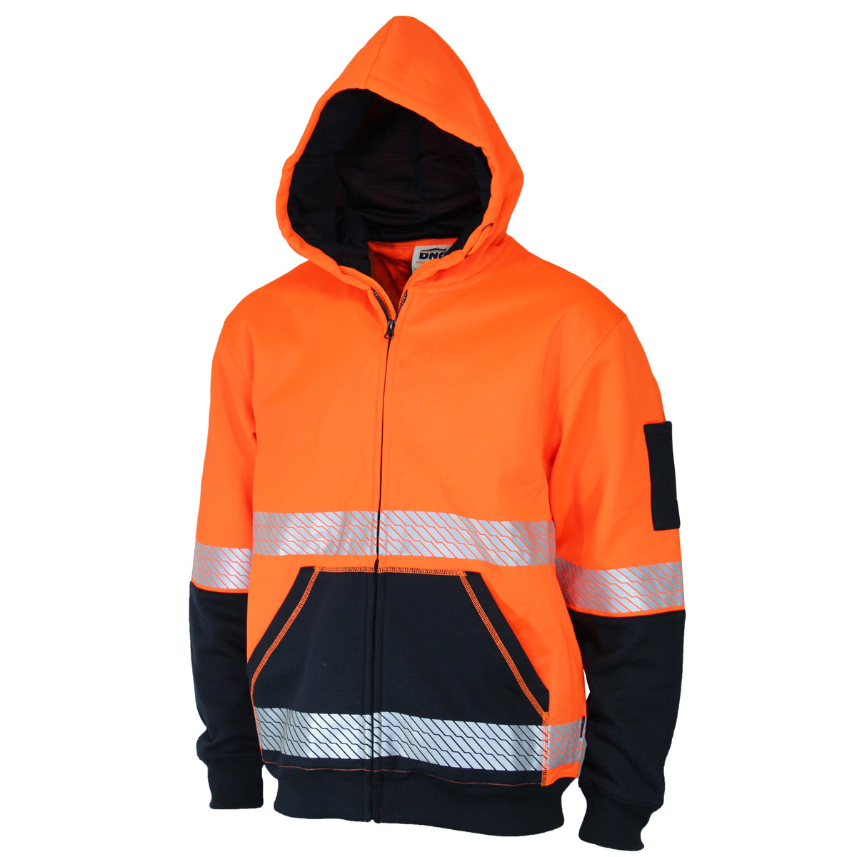 HiVis Segmented Tape Full Zip Hoodie — DNC Workwear colour image
