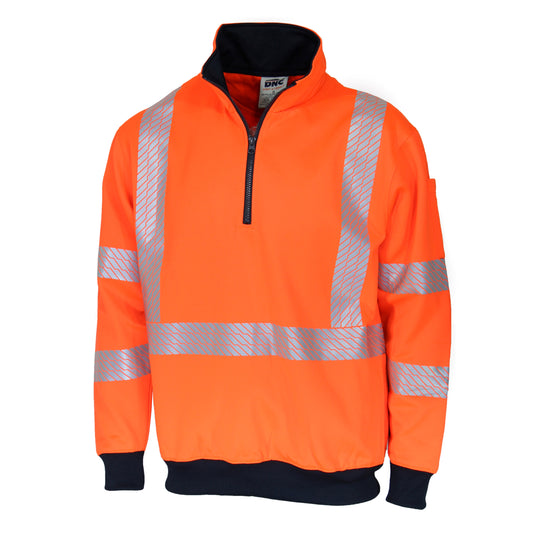 HiVis Segmented Tape "X" Back 1/2 Zip Jumper — DNC Workwear colour image