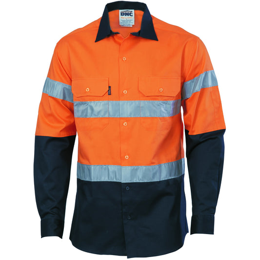 HiVis D/N Two Tone Drill Shirt with CSR R/Tape — DNC Workwear colour image
