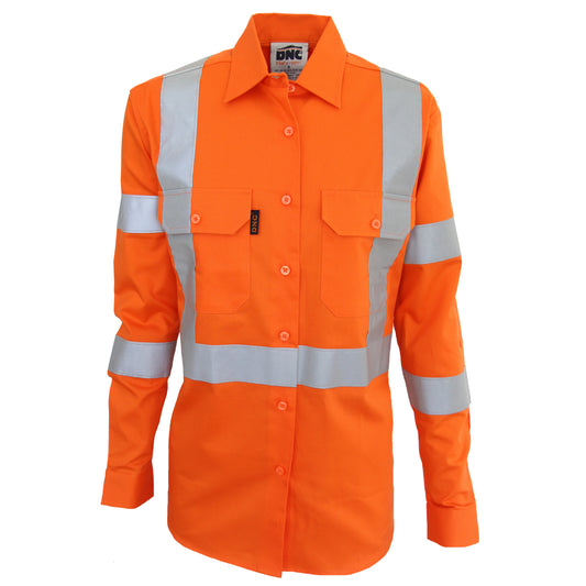 Ladies HiVis 3 Way Vented "X" Back & Bio-Motion CSR R/Tape Shirt — DNC Workwear colour image