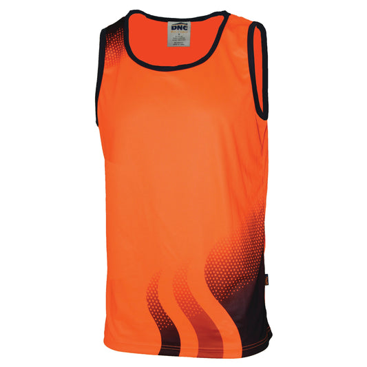 HiVis Sublimated Wave Singlet — DNC Workwear colour image