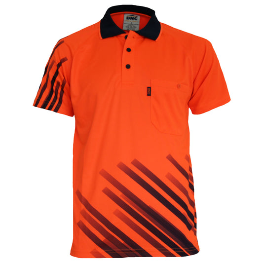 Hivis Sublimated Stripe Polo — DNC Workwear colour image