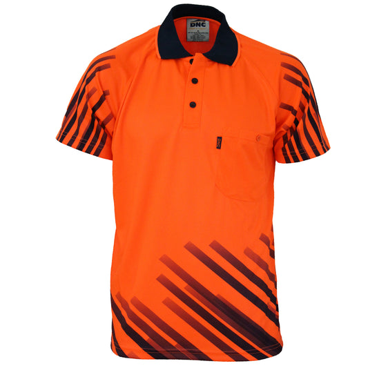 HiVis Sublimated Stripe Polo — DNC Workwear colour image