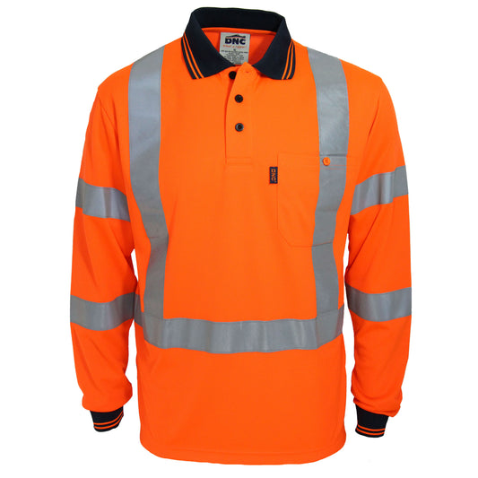 HiVis "X" Back & Bio-Motion CSR R/Tape Polo — DNC Workwear colour image