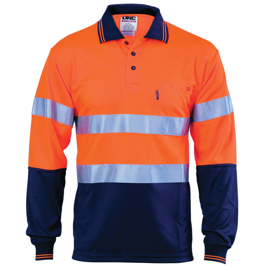 HiVis D/N Cool Breathe Polo Shirt With CSR R/Tape - Long Sleeve — DNC Workwear colour image