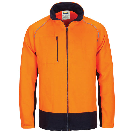 HiVis Two Tone Full Zip Fleecy Sweatshirt with Two Side Zipped Pockets — DNC Workwear colour image