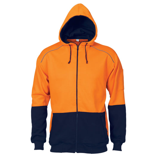 HiVis Contrast Piping Fleecy Hoodie — DNC Workwear colour image
