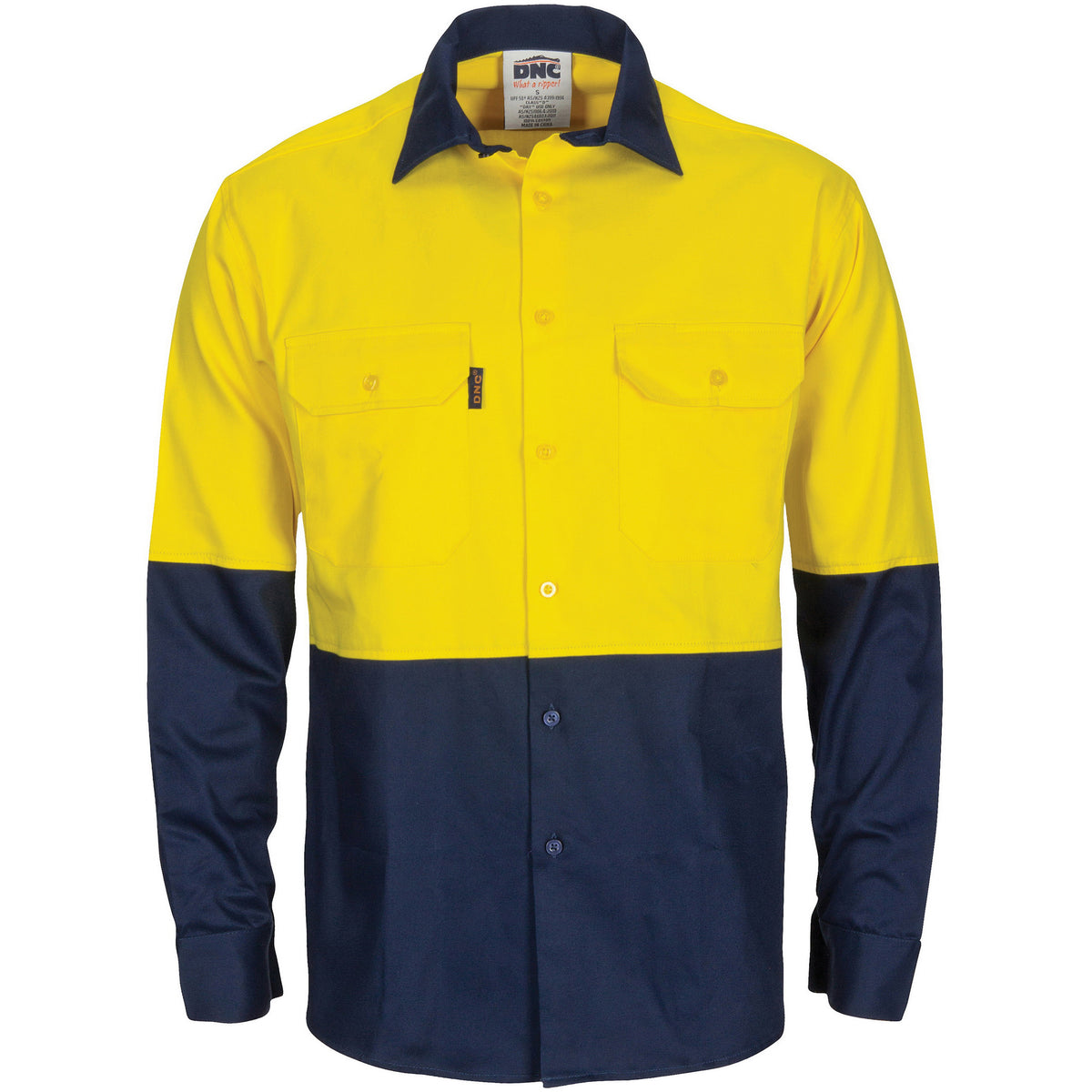 HiVis L/W Cool-Breeze Two Tone Vertical Vented Cotton Shirt with Gusset Sleeves - Long Sleeve — DNC Workwear colour image