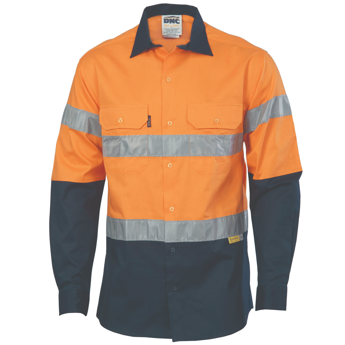 HiVis Two Tone Drill Shirt with 3M8906 R/Tape - Long Sleeve — DNC Workwear colour image