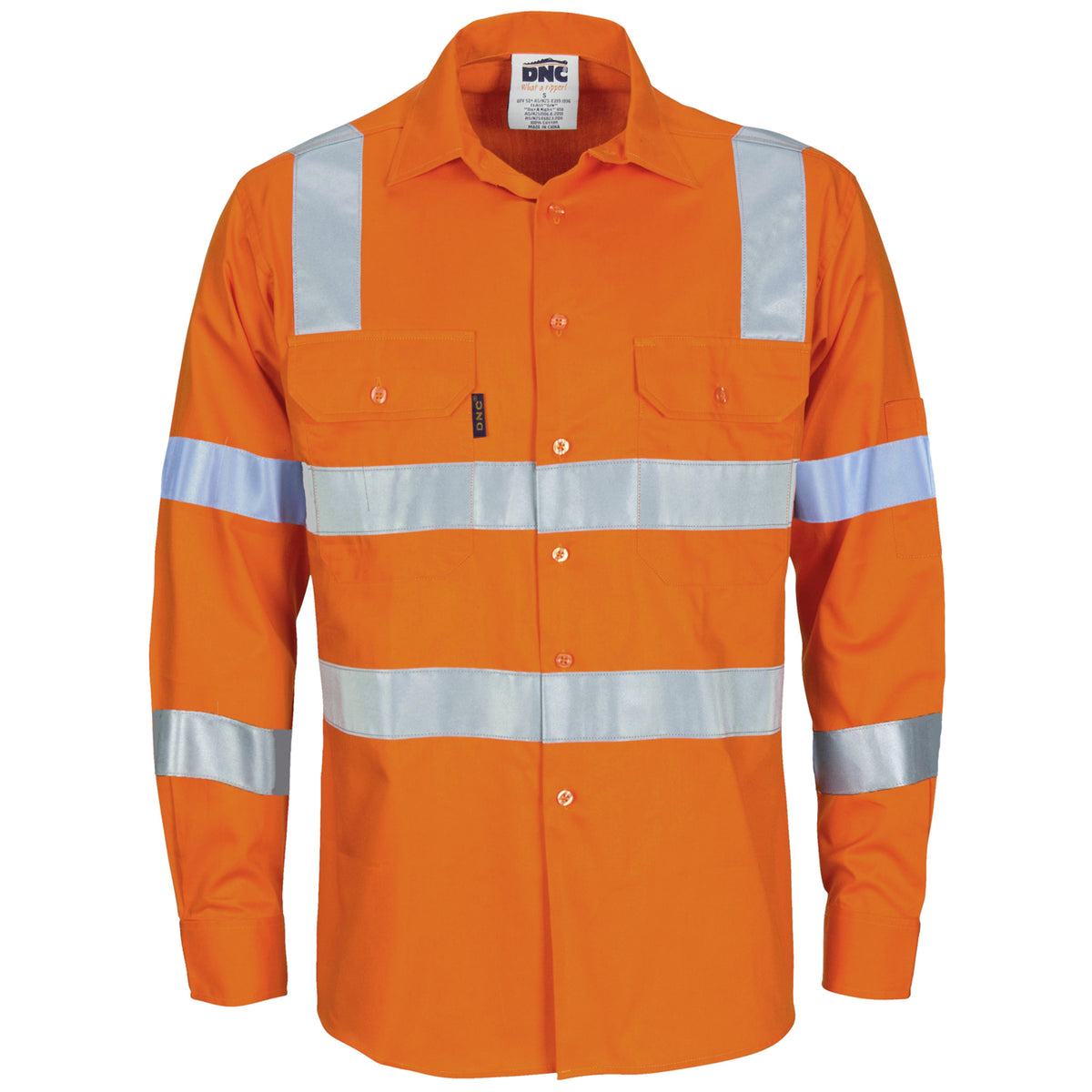 HiVis L/W Bio-Motion Shoulder Stripe & "X" Back Shirt with CSR R/Tape — DNC Workwear colour image