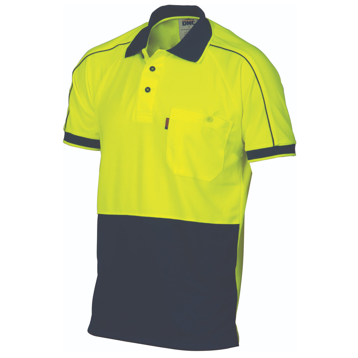 HiVis Cool-Breathe Double Piping Polo - Short Sleeve — DNC Workwear colour image