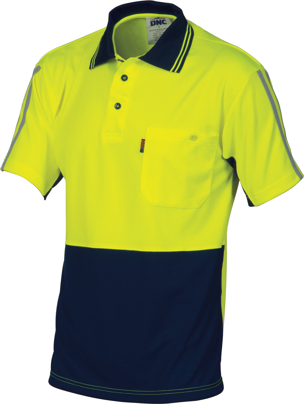 HiVis Cool-Breathe Stripe Polo - Short Sleeve — DNC Workwear colour image