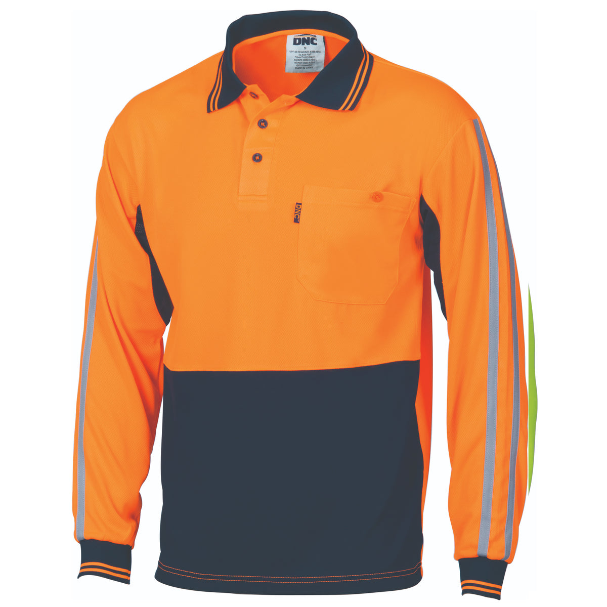 HiVis Cool-Breathe Stripe Polo - long Sleeve — DNC Workwear colour image