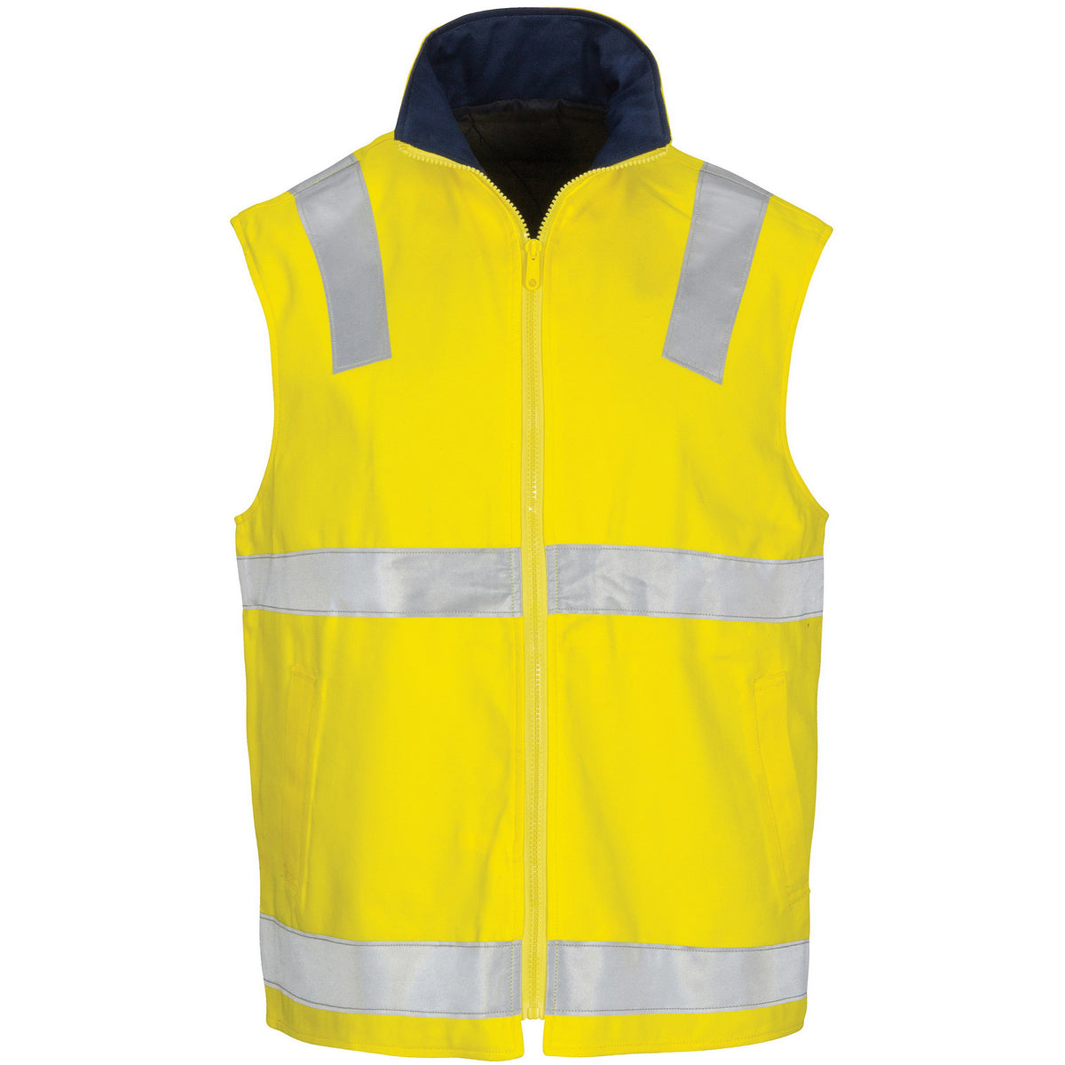 HiVis Cotton Drill Reversible Vest with CSR R/Tape — DNC Workwear colour image