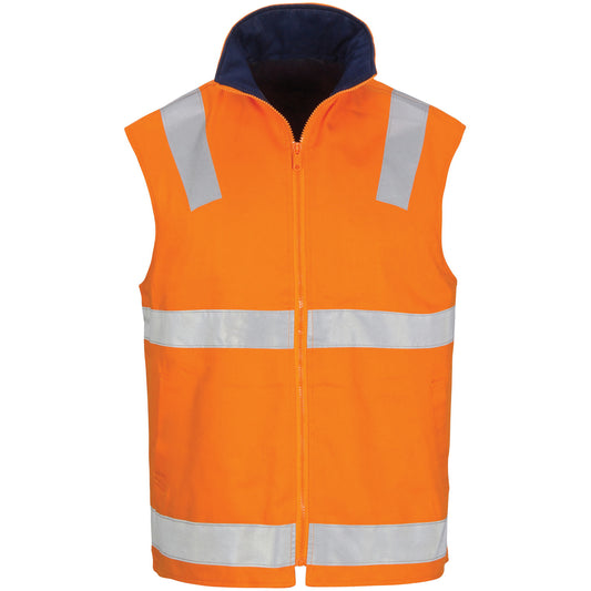 HiVis Cotton Drill Reversible Vest with CSR R/Tape — DNC Workwear colour image