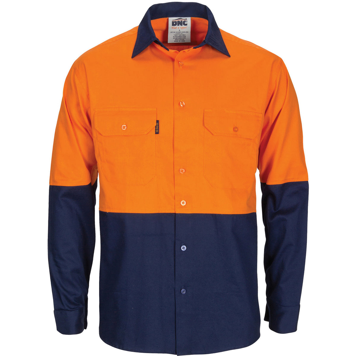 HiVis R/W Cool-Breeze Two Tone Vertical Vented Cotton Shirt with Gusset Sleeves - Long Sleeve — DNC Workwear colour image