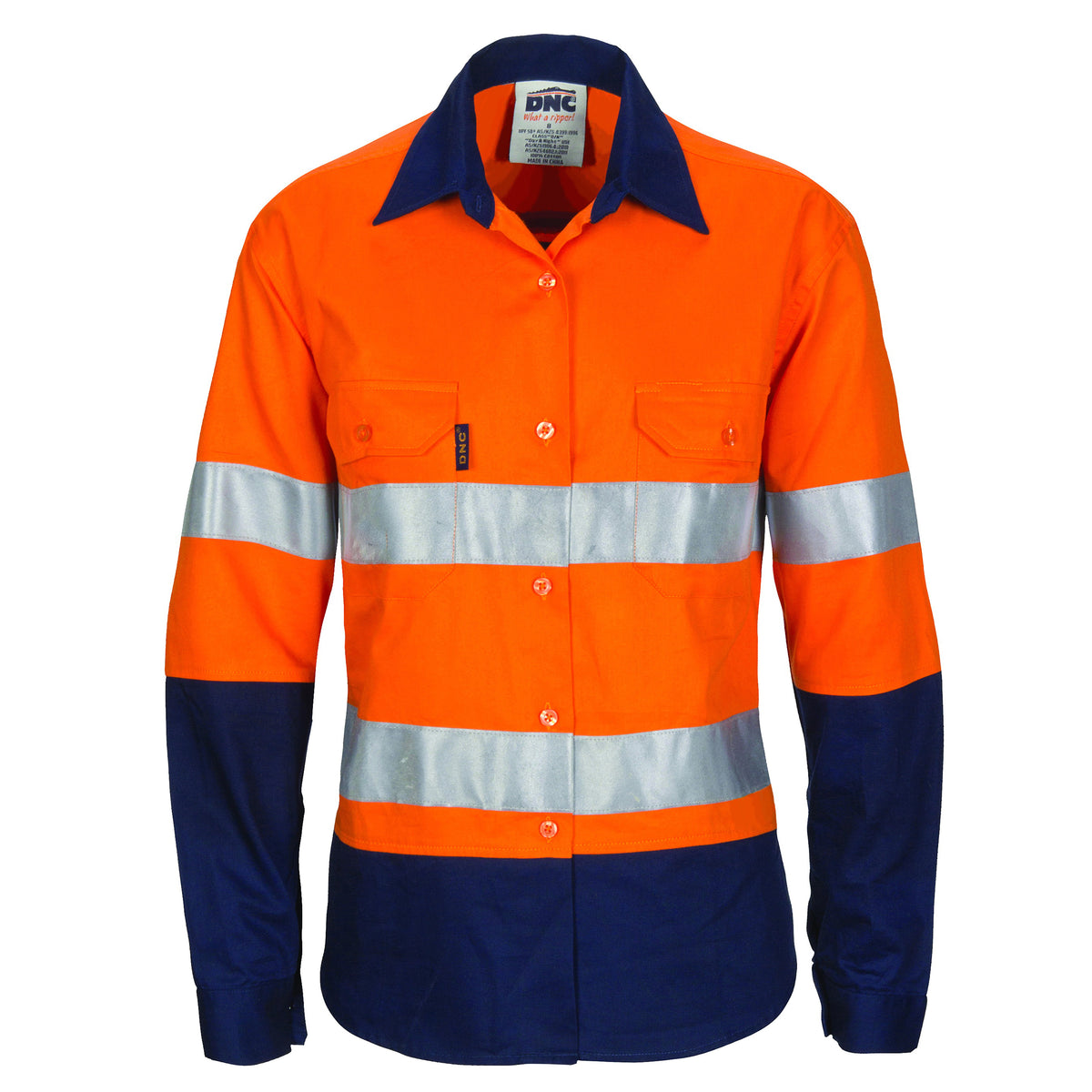 Ladies HIVIS Cool-Breeze Cotton Shirt with CSR R/Tape - Long Sleeve — DNC Workwear colour image