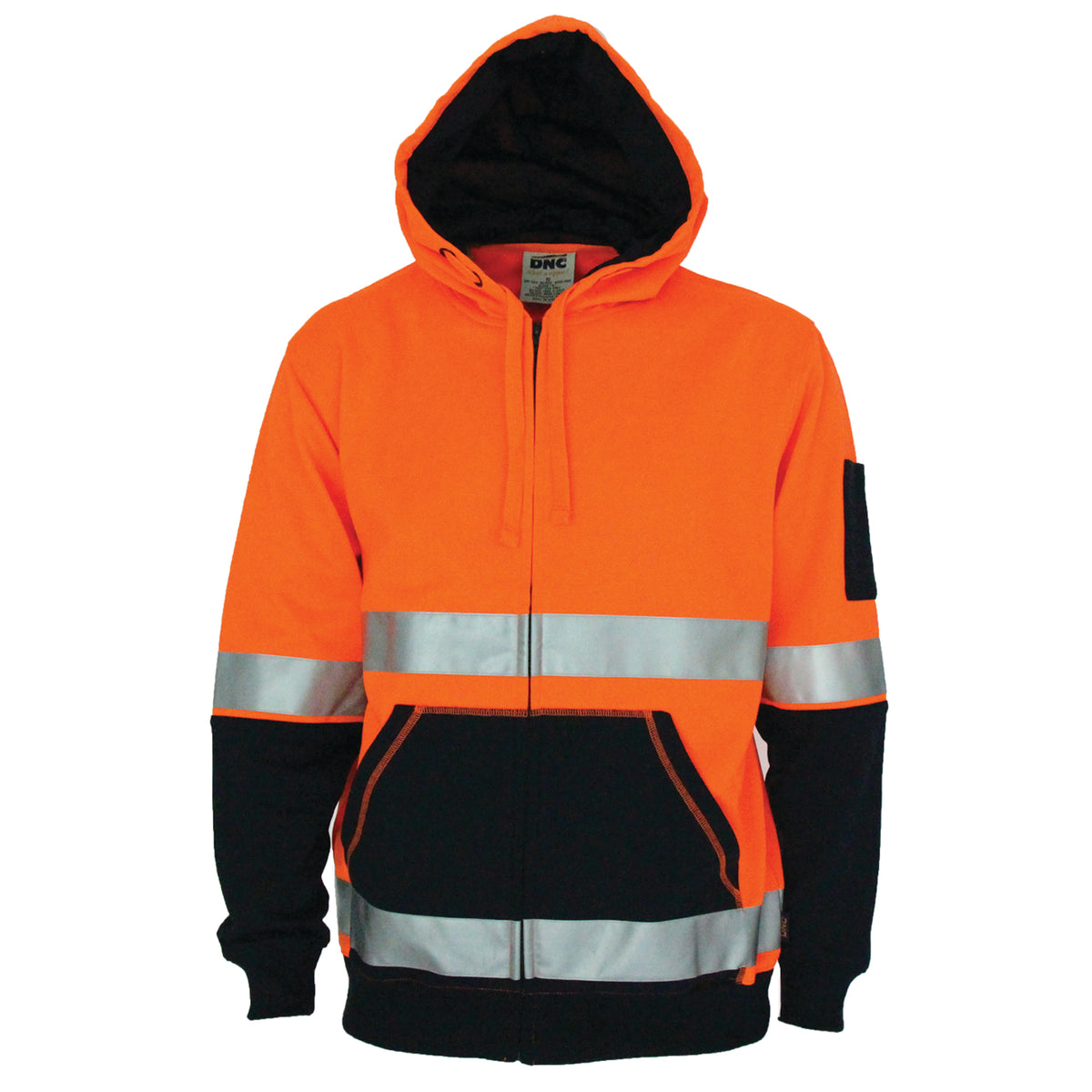 HiVis Two Tone Full Zip Super Fleecy Hoodie with CSR R/Tape — DNC Workwear colour image