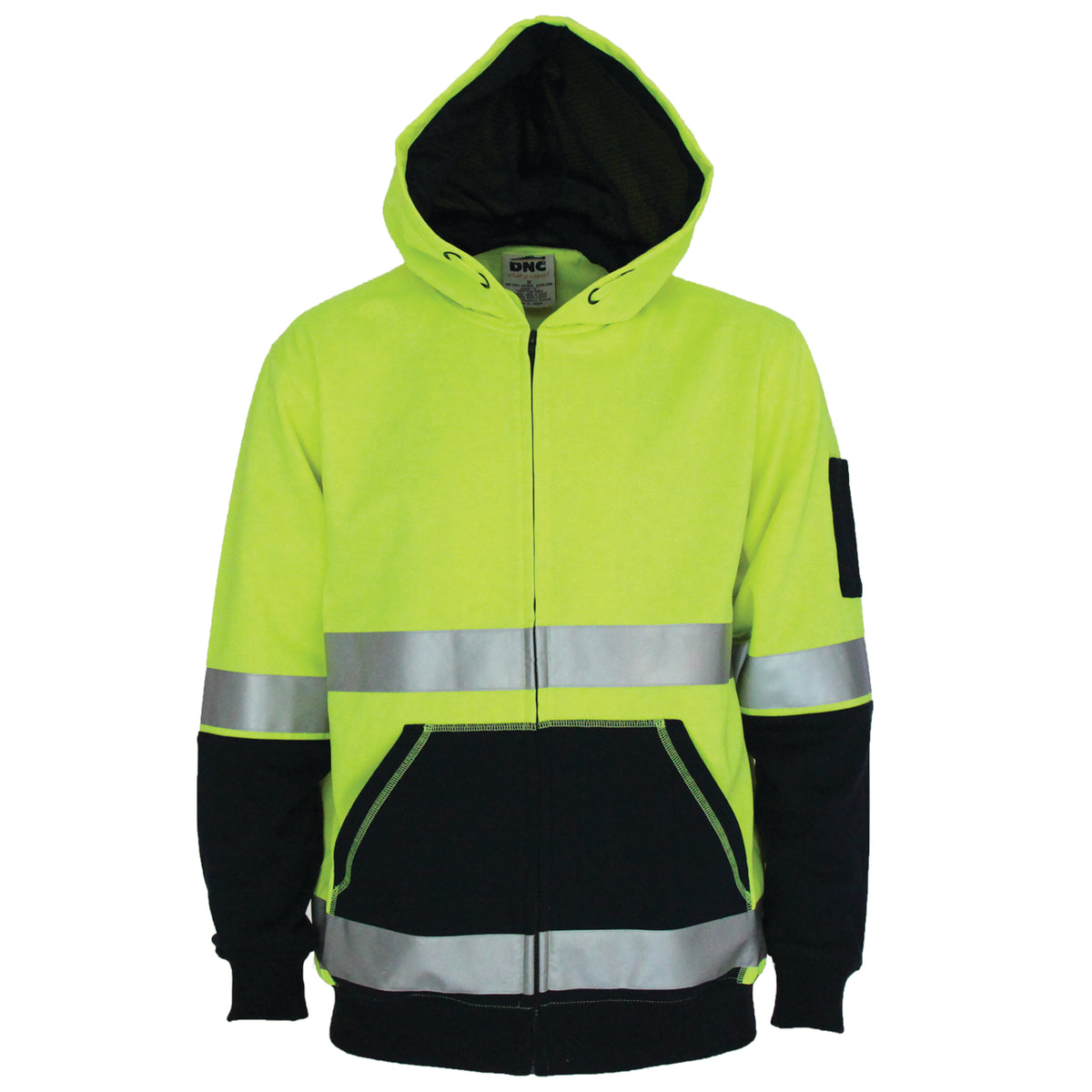 HiVis Two Tone Full Zip Super Fleecy Hoodie with CSR R/Tape — DNC Workwear colour image