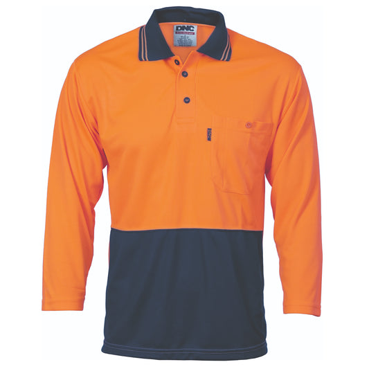 HiVis Two Tone Cool Breathe Polo Shirt, 3/4 Sleeve — DNC Workwear colour image
