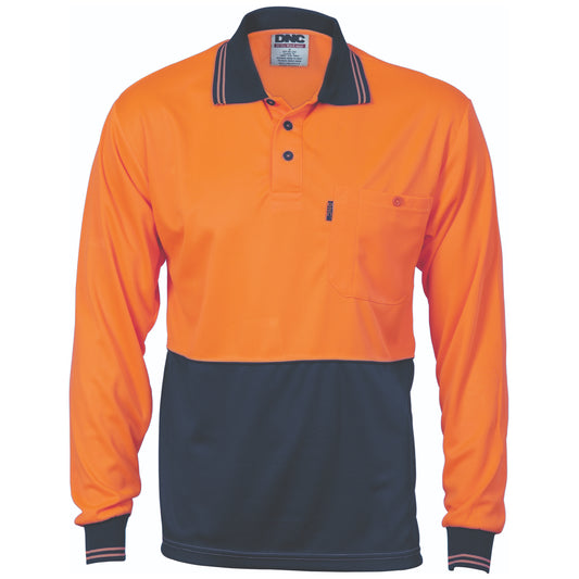 HiVis Two Tone Cool Breathe Polo Shirt - Long Sleeve — DNC Workwear colour image