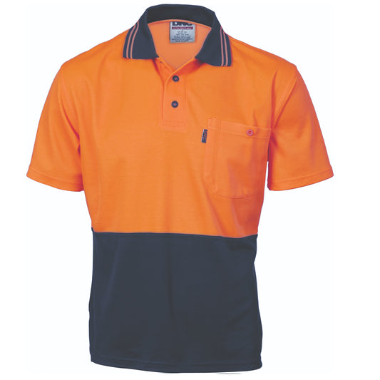 Cotton Back HiVis Two Tone Fluro Polo - Short Sleeve — DNC Workwear colour image