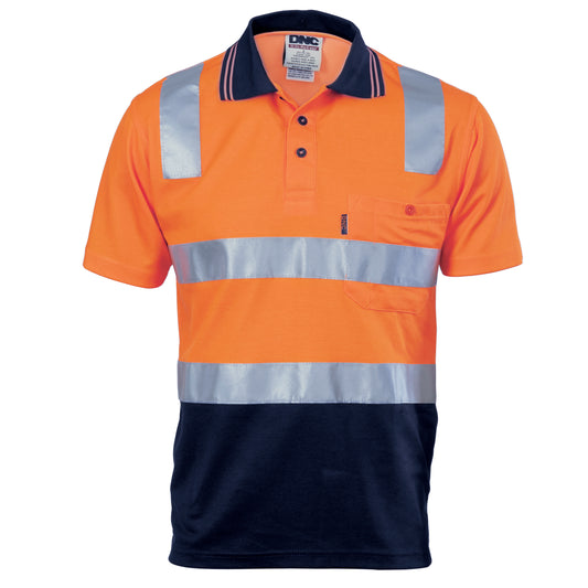 Cotton Back HiVis Two Tone Polo Shirt with CSR R/Tape - Short Sleeve — DNC Workwear colour image