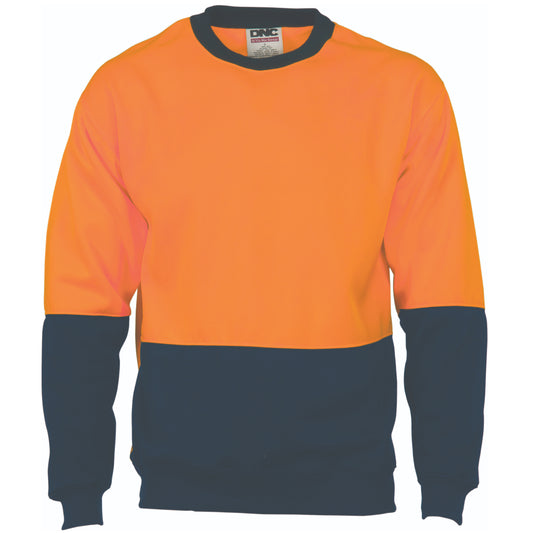 HiVis Two Tone Fleecy Sweatshirt (Sloppy Joe) Crew Neck — DNC Workwear colour image