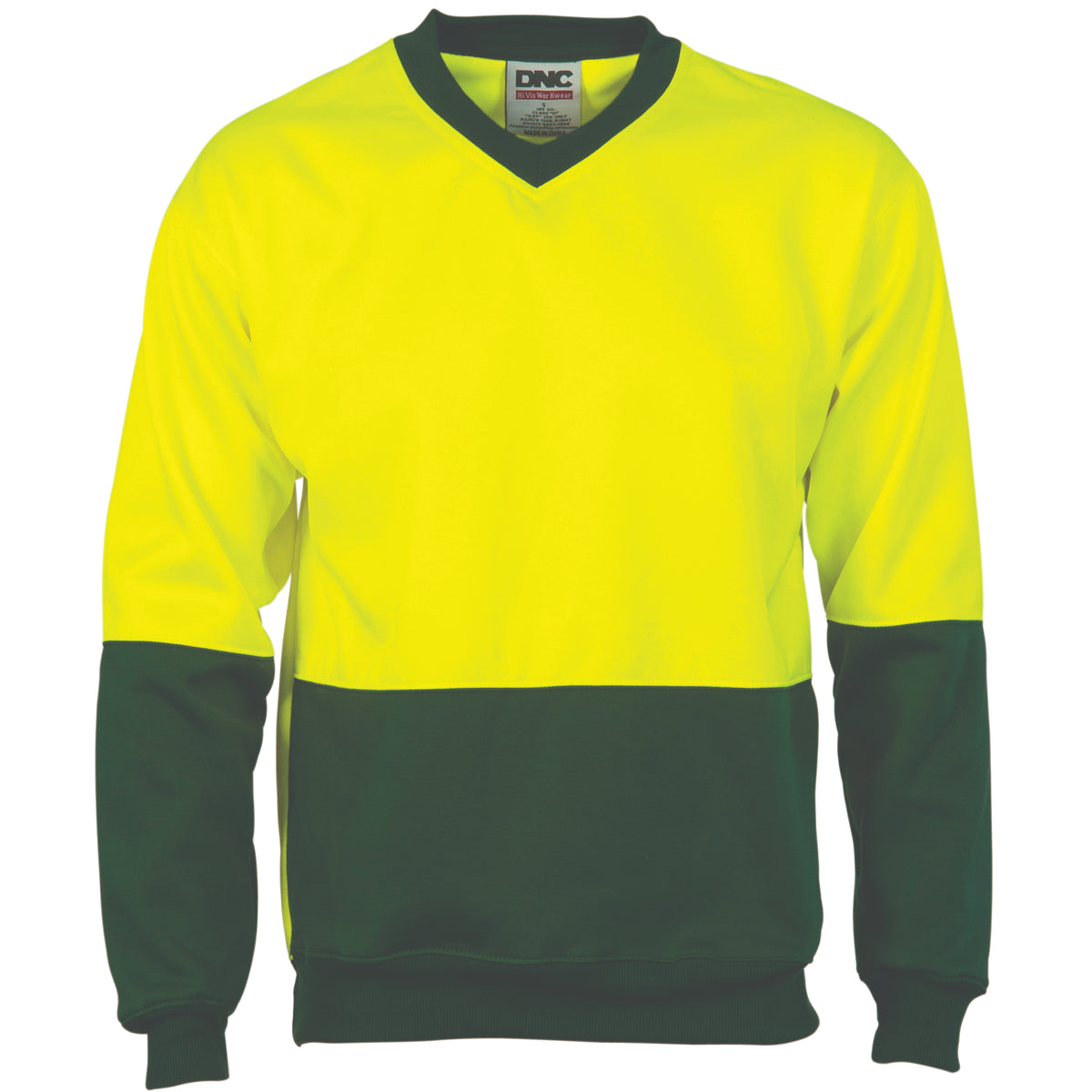 HiVis Two Tone Fleecy Sweatshirt (Sloppy Joe) V-Neck — DNC Workwear colour image