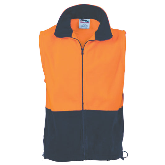 HiVis Two Tone Full Zip Polar Fleece Vest — DNC Workwear colour image