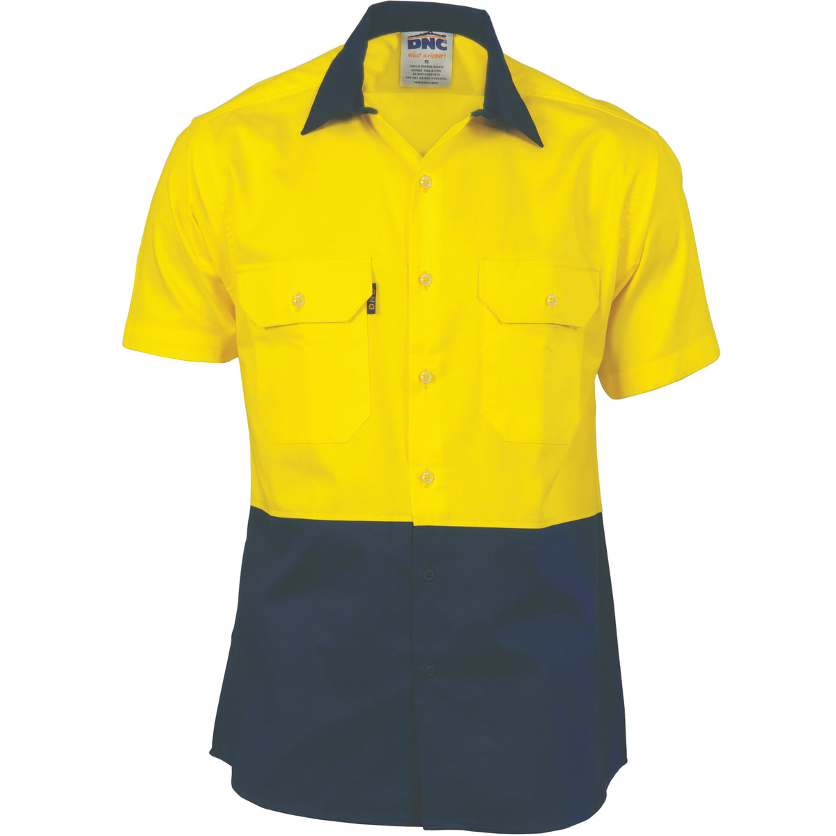HiVis Two Tone Cotton Drill Shirt - Short Sleeve — DNC Workwear colour image
