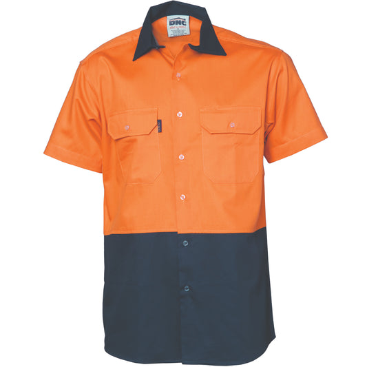 HiVis Two Tone Cotton Drill Shirt - Short Sleeve — DNC Workwear colour image