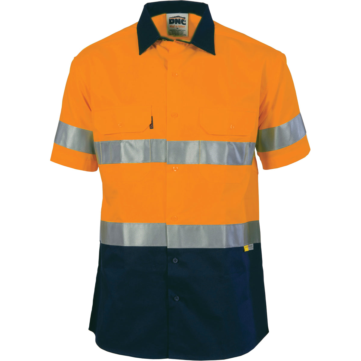 HiVis Two Tone Drill Shirt with CSR R/Tape - Short Sleeve — DNC Workwear colour image