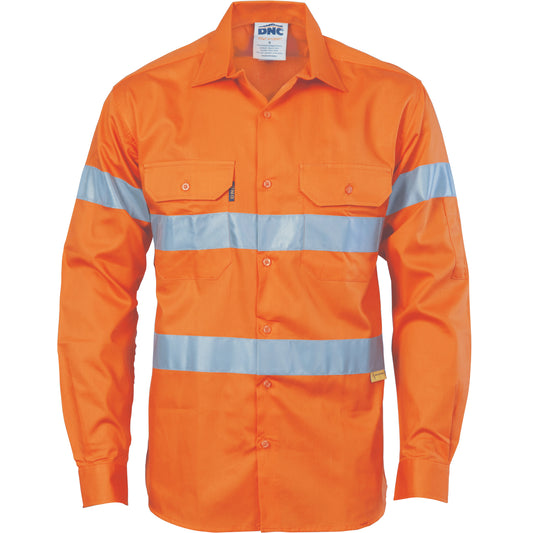 HiVis Drill Shirt with 3M R/Tape - Long Sleeve — DNC Workwear colour image