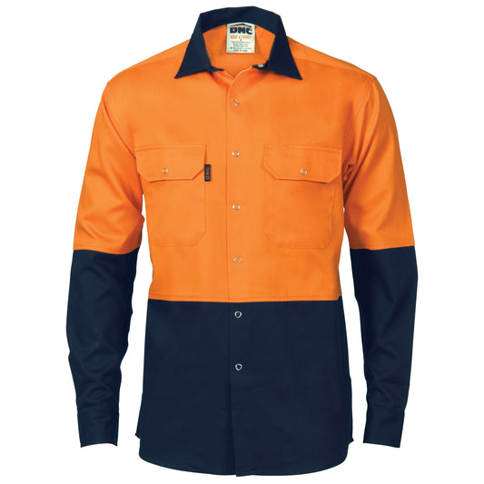 HiVis Two Tone Drill Shirt with Press Studs — DNC Workwear colour image