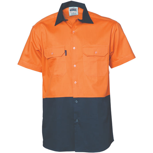 HiVis Two Tone Cool-Breeze Cotton Shirt - Short Sleeve — DNC Workwear colour image