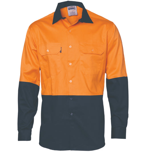 HiVis Two Tone Cool-Breeze Cotton Shirt - Long Sleeve — DNC Workwear colour image