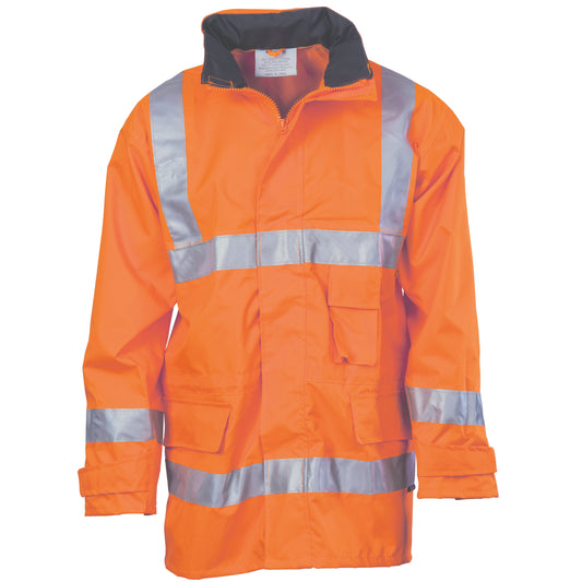 HiVis D/N Breathable Rain Jacket with CSR R/Tape — DNC Workwear colour image