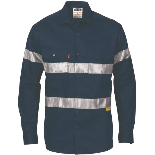 HiVis Cool-Breeze Cotton Shirt with 3M 8910 R/Tape - Long sleeve — DNC Workwear colour image
