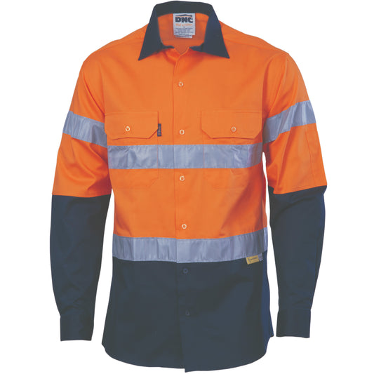 HiVis Cool-Breeze Cotton Shirt with 3M 8910 R/Tape - Long sleeve — DNC Workwear colour image