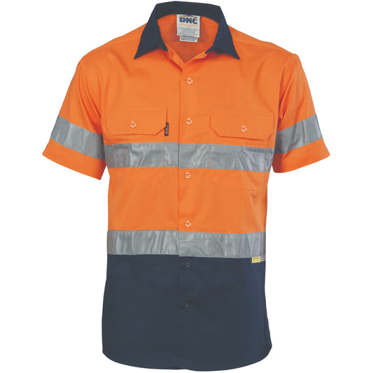 HiVis Cool-Breeze Cotton Shirt with CSR R/Tape - Short sleeve — DNC Workwear colour image
