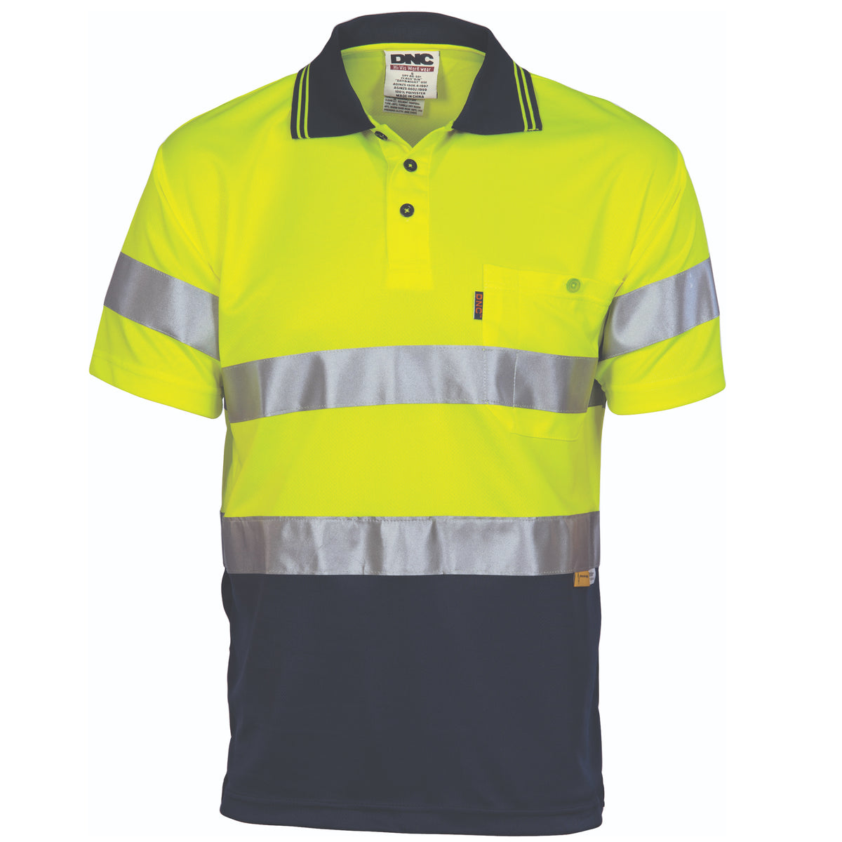 HiVis D/N Cool-Breathe Polo Shirt With 3M 8906 R/Tape - Short Sleeve — DNC Workwear colour image
